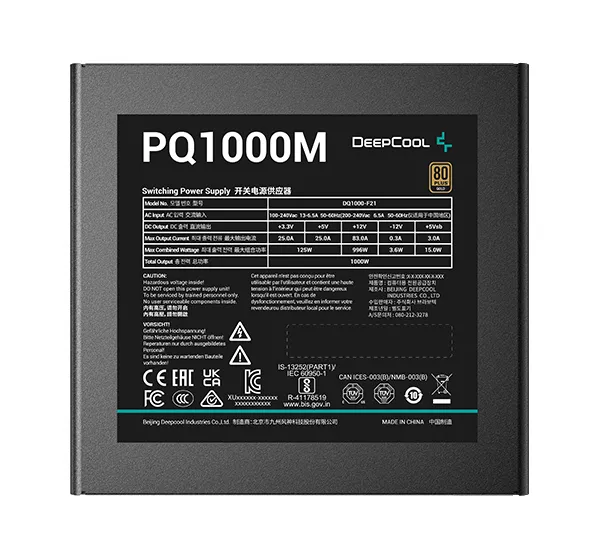 Sursă Alimentare PC Deepcool PQ1000M, 1000W, ATX, Complet modular
