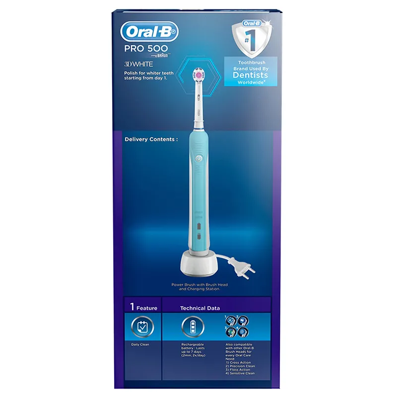 Periuță de dinți electrică Oral-B PRO 500 3D, Alb Albastru