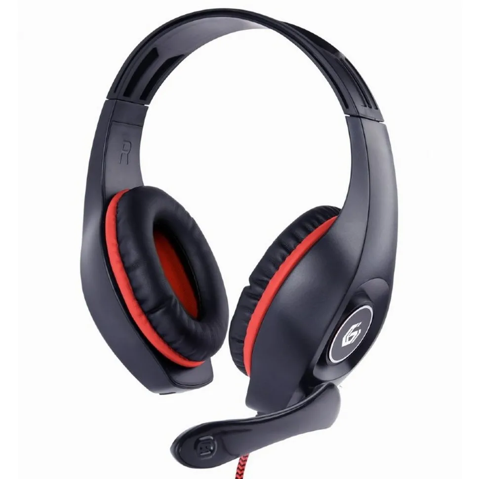 Căști gaming Gembird GHS-05-R, Cu fir, Negru/Rosu