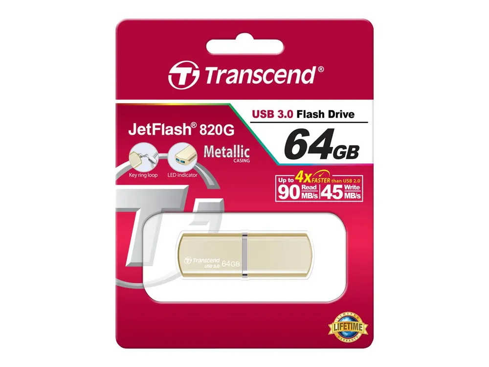 Memorie USB Transcend JetFlash 820, 64GB, Auriu