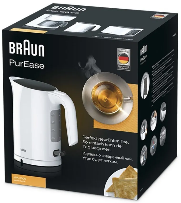 Fierbător electric BRAUN WK3000WH, Alb