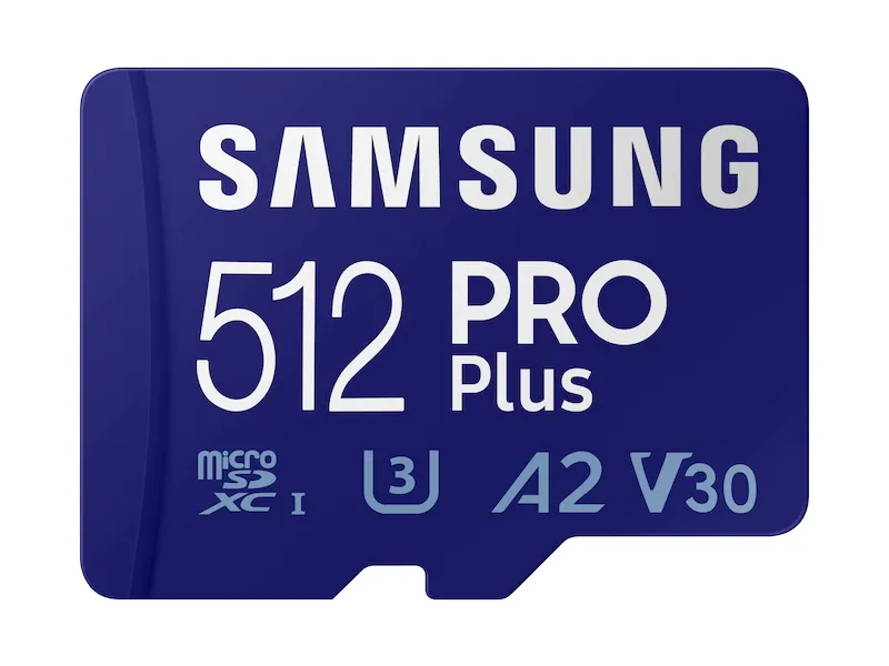 512GB MicroSD (Class 10) UHS-I (U3) +SD adapter, Samsung PRO Plus 