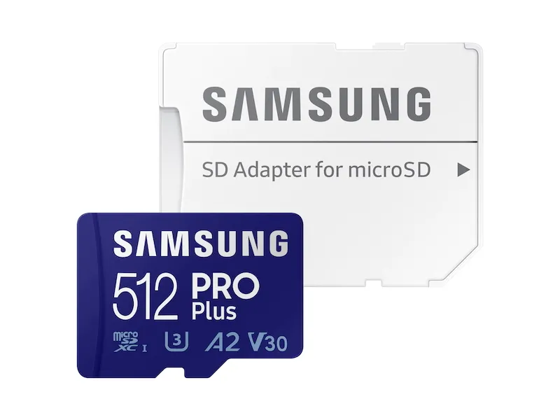 512GB MicroSD (Class 10) UHS-I (U3) +SD adapter, Samsung PRO Plus 