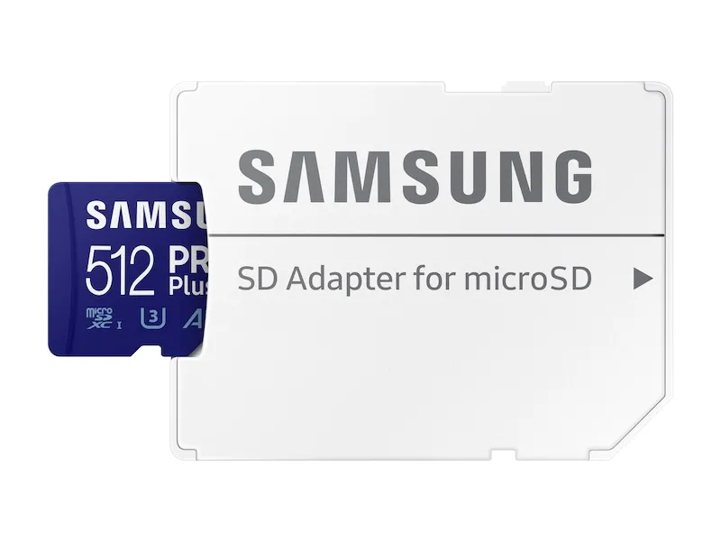 512GB MicroSD (Class 10) UHS-I (U3) +SD adapter, Samsung PRO Plus 