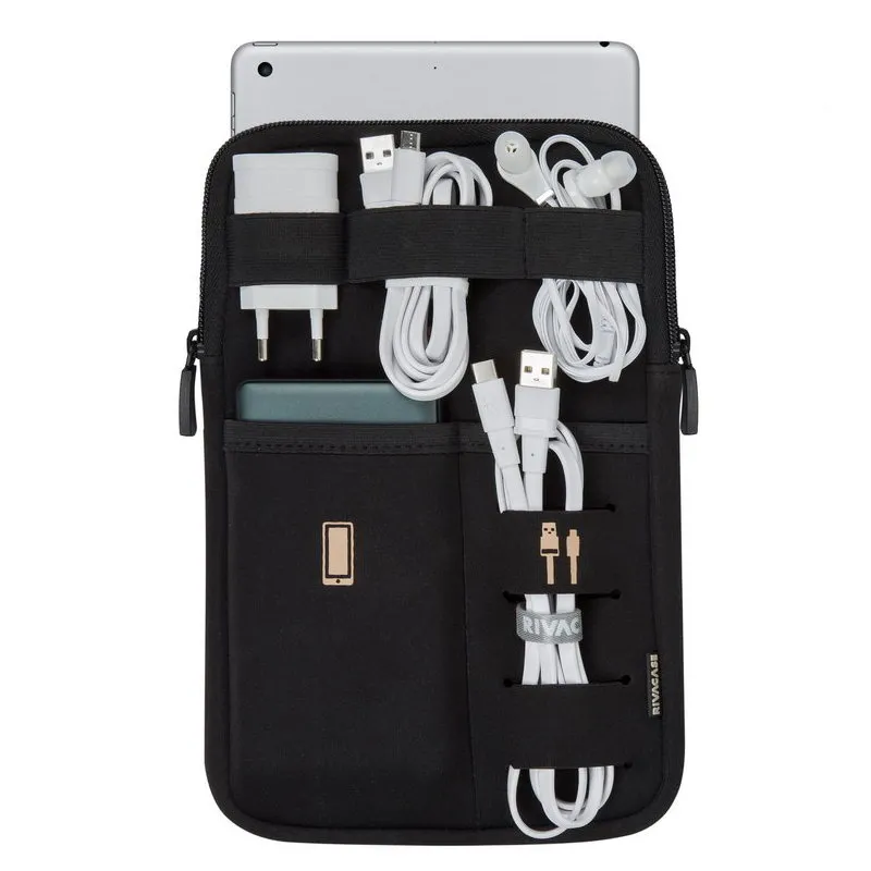 Organizator pentru calatorie RivaCase Antishock, 8", Poliester, Negru