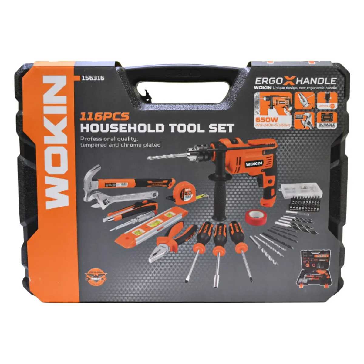 Set WOKIN de 116 de unelte de mana cu bormasina (Industrial)