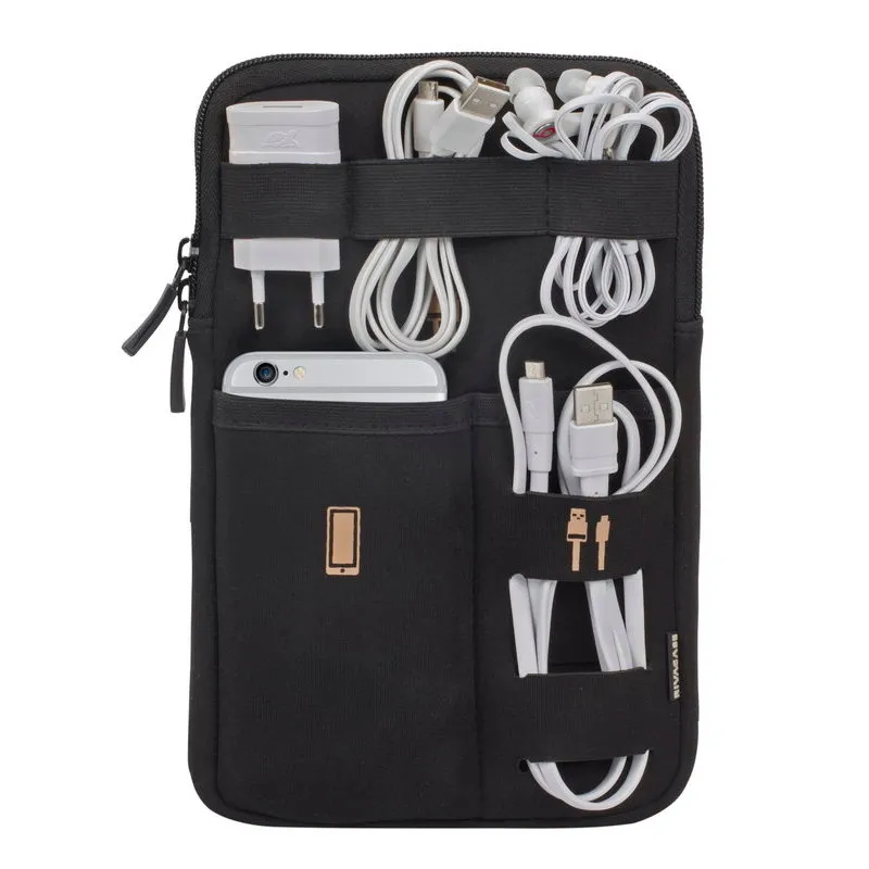 Organizator pentru calatorie RivaCase Antishock, 8", Poliester, Negru
