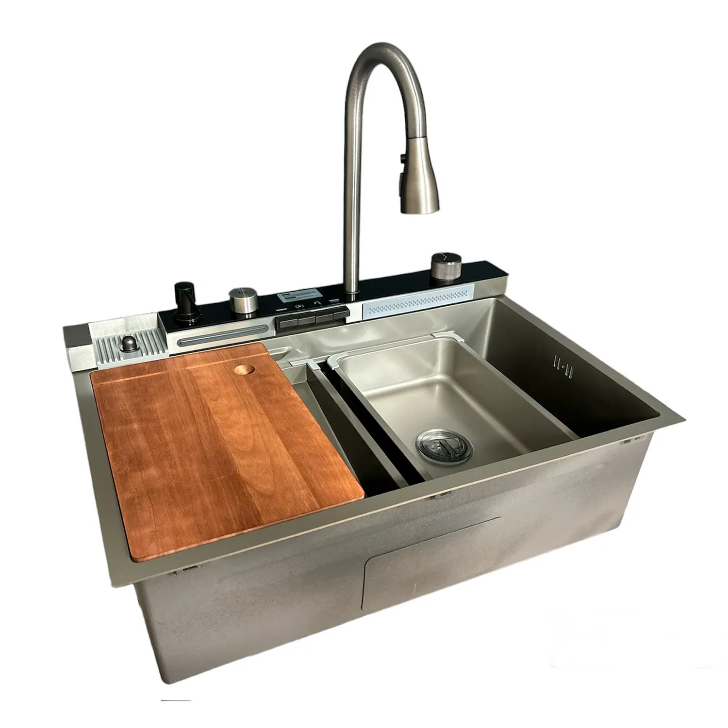 Chiuveta handmade SanDonna HD7550 Crom Satin robinet cascadă reglabil