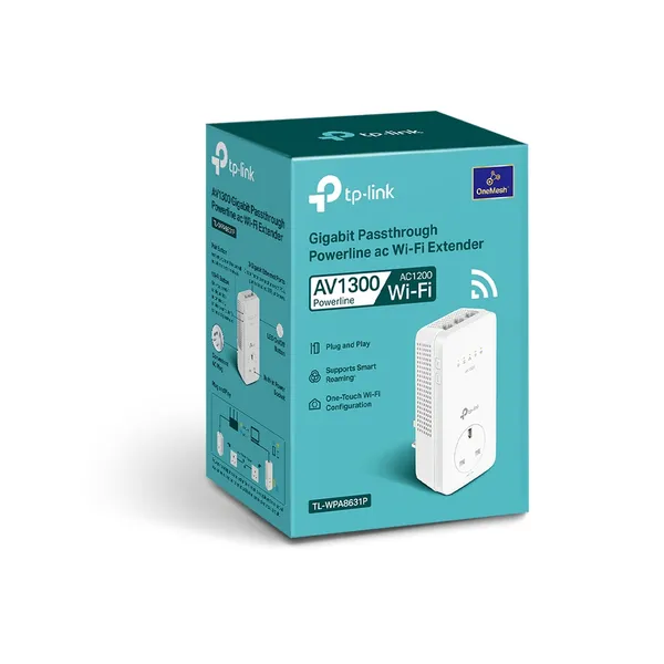 Powerline Adapter  TP-LINK TL-WPA8631P, AV1300, 1300 Mbps, Alb