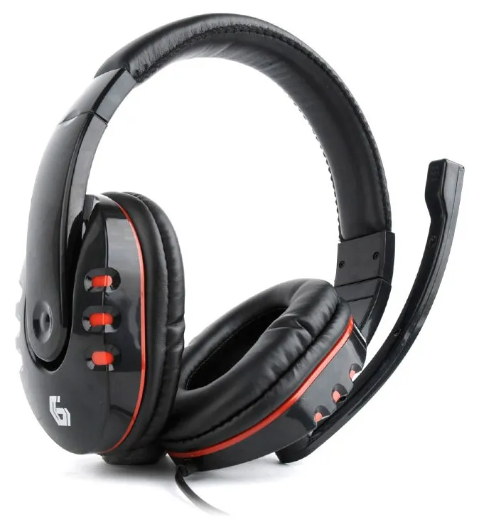 Căști gaming Gembird GHS-402, Cu fir, Negru/Roșu
