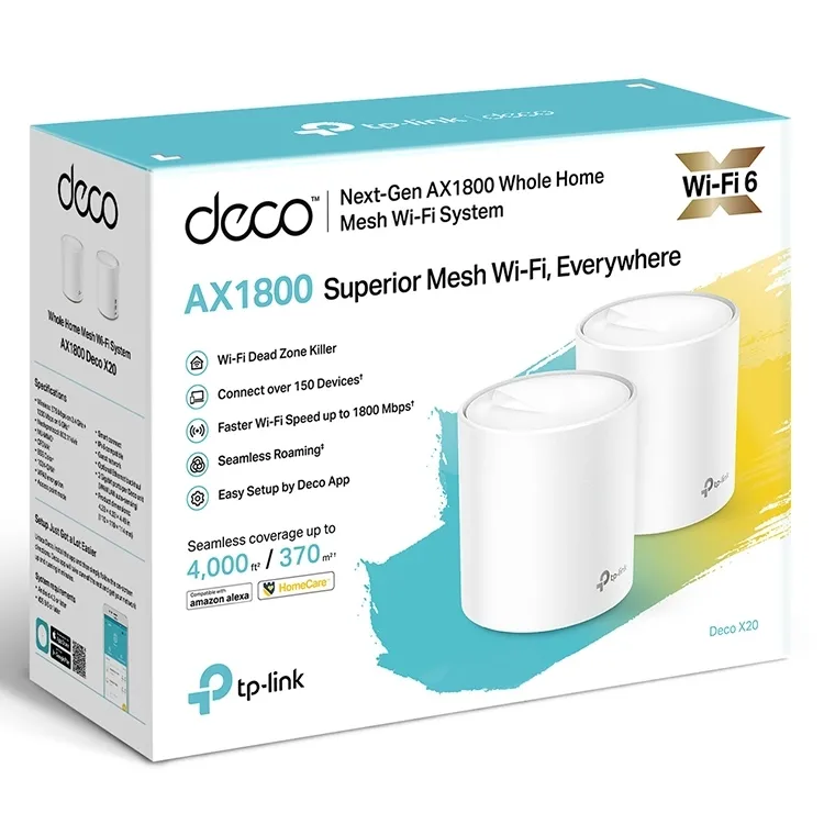Sistem Wi-Fi Mesh TP-LINK Deco X20 (2-pack), Alb