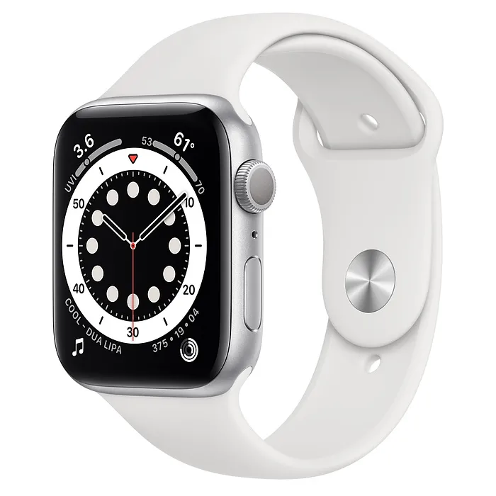 Ceas inteligent Apple Watch Series 6 GPS M00D3, 44mm, Carcasă din aluminiu cu bandă Sport Albă