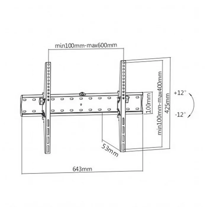 Suport înclinat pe perete Gembird WM-70T-02, Negru