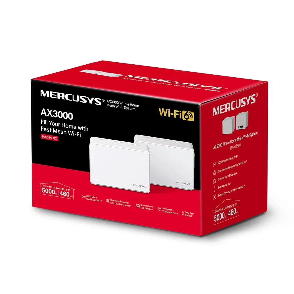 Sistem Wi-Fi Mesh MERCUSYS Halo H80X (2-pack), Alb