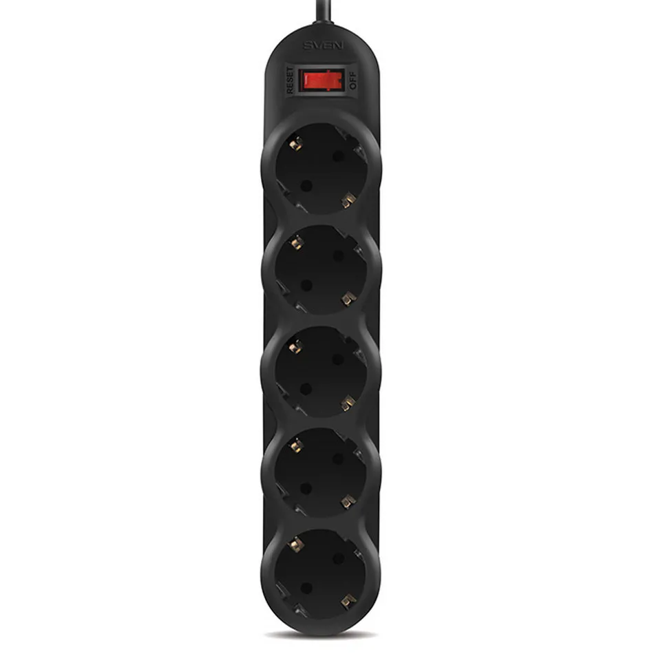 Prelungitor electric SVEN SF-05L, 5 Prize, 5m, Negru