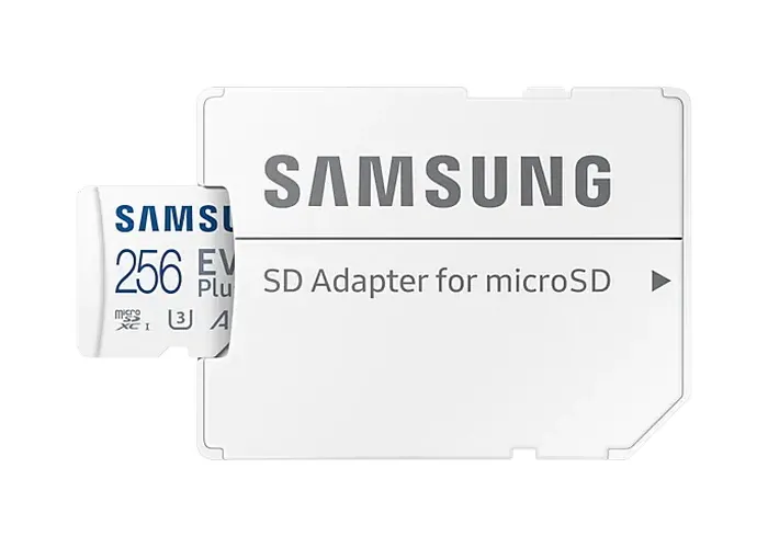 256GB MicroSD (Class 10) UHS-I (U3) +SD adapter, Samsung EVO Plus 