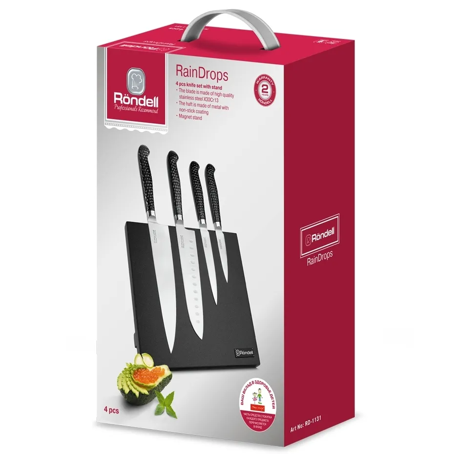 Set de Cuțite Rondell RainDrops, Negru