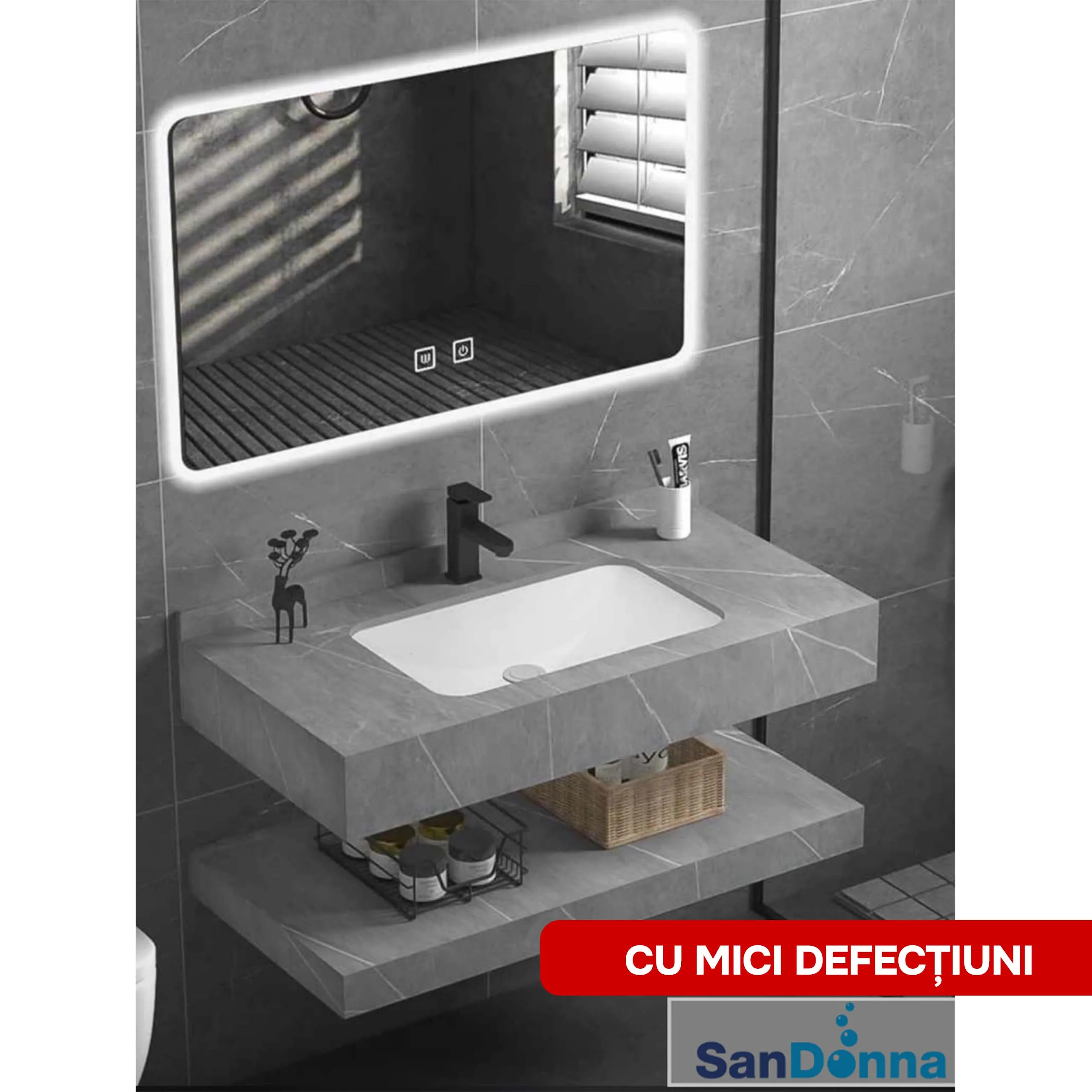 Set mobilier baie din piatra sinterizata 1009G (60cm)