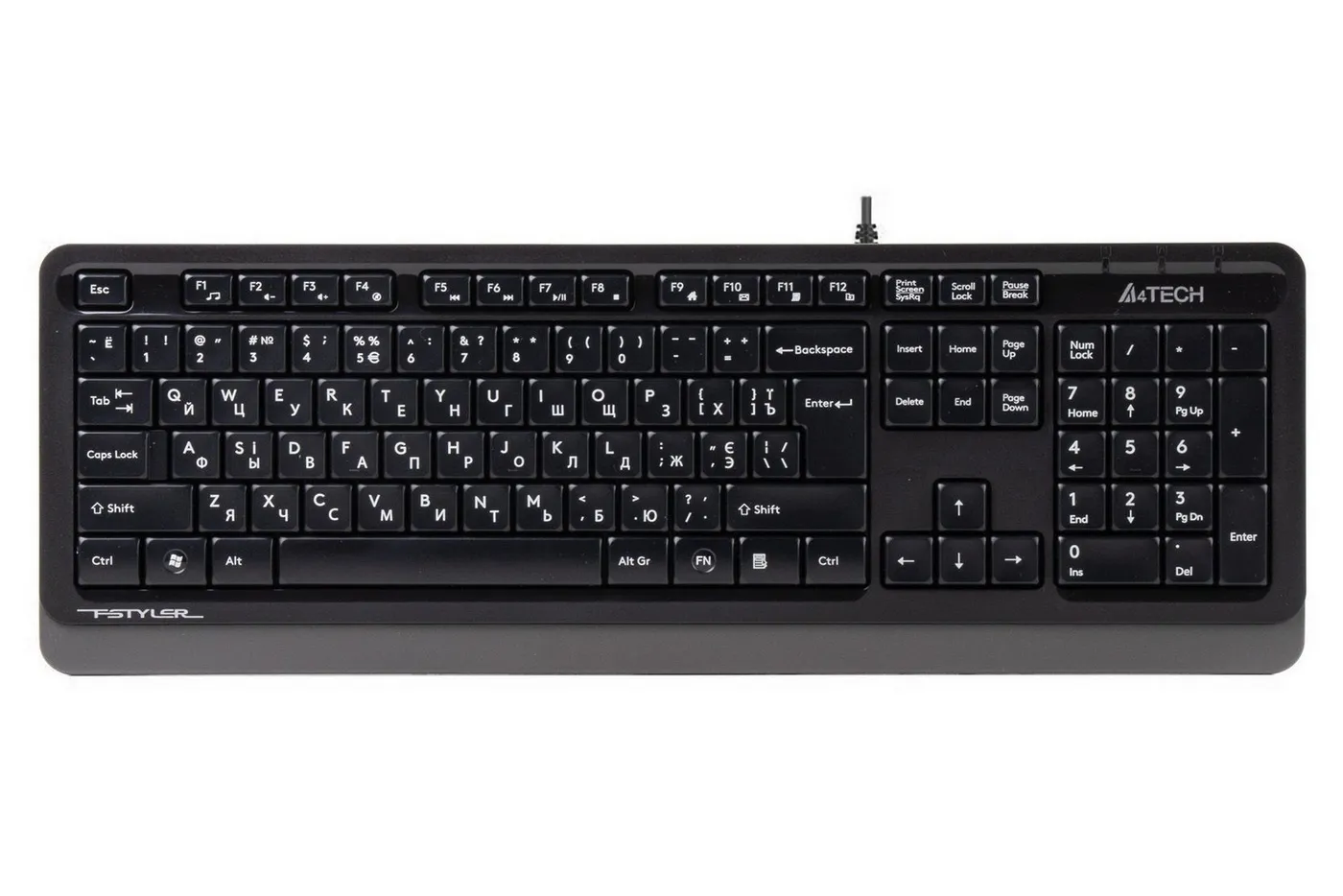 Tastatură A4Tech FK10, Cu fir, Negru/Gri
