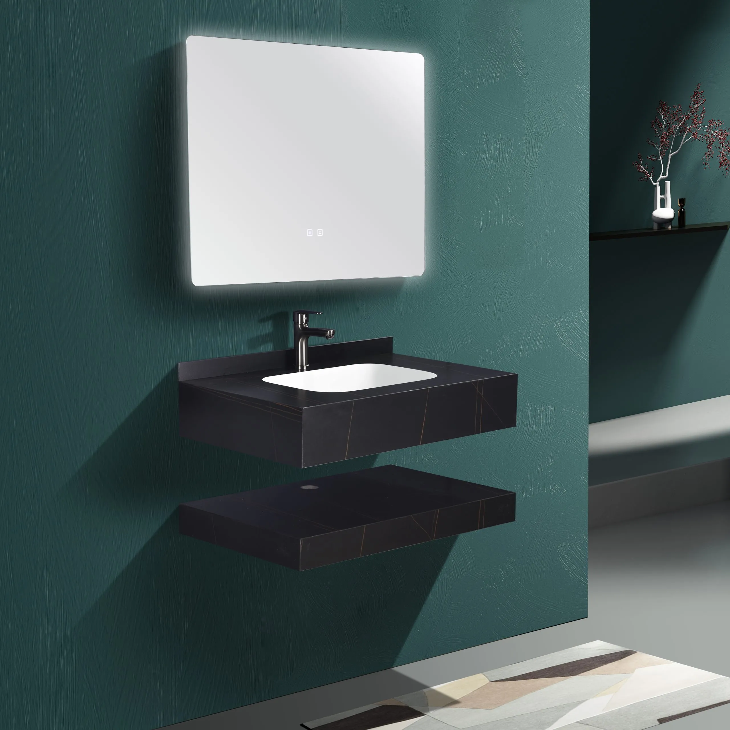 Set mobilier baie din piatra sinterizata 1009N (60cm)