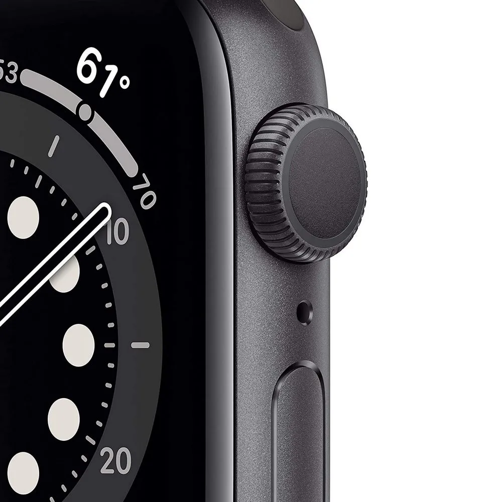 Ceas inteligent Apple Watch Series 6 GPS MG133, 40mm, Carcasă din aluminiu cu bandă Sport Neagră