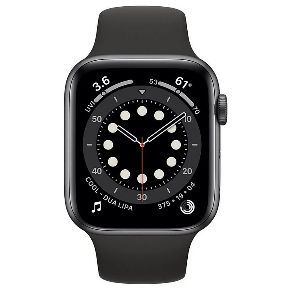 Ceas inteligent Apple Watch Series 6 GPS MG133, 40mm, Carcasă din aluminiu cu bandă Sport Neagră