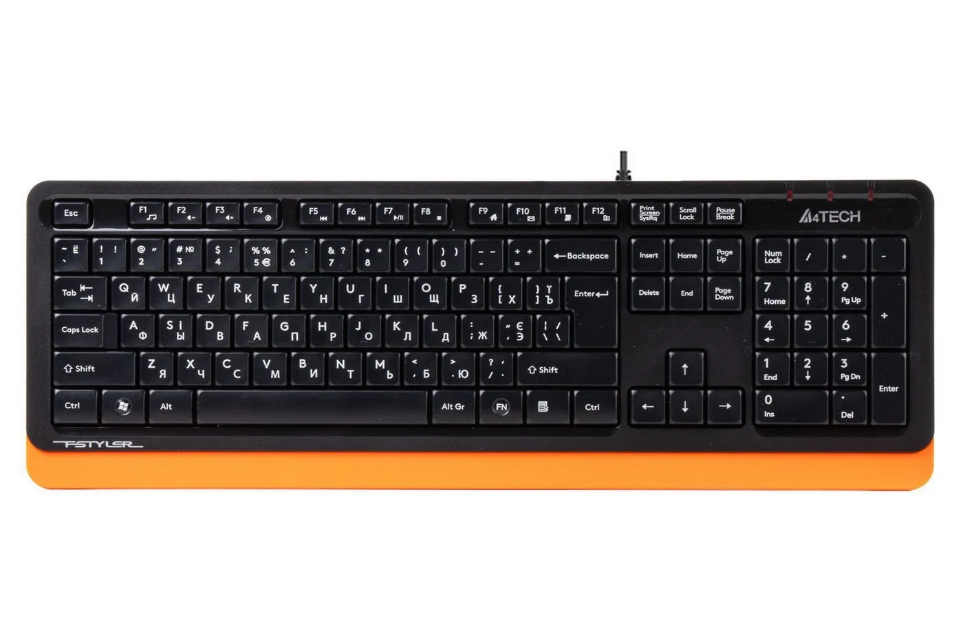 Tastatură A4Tech FK10, Cu fir, Negru/Portocaliu