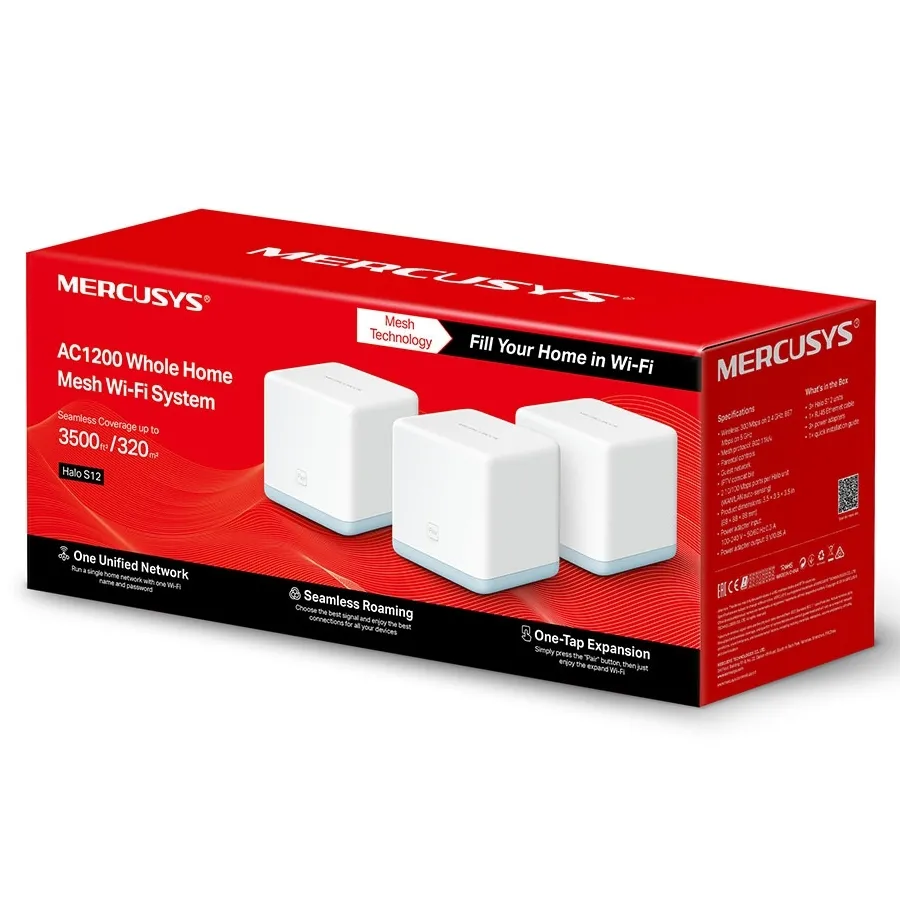 Sistem Wi-Fi Mesh MERCUSYS Halo S12(3-pack), Alb
