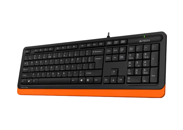 Tastatură A4Tech FK10, Cu fir, Negru/Portocaliu