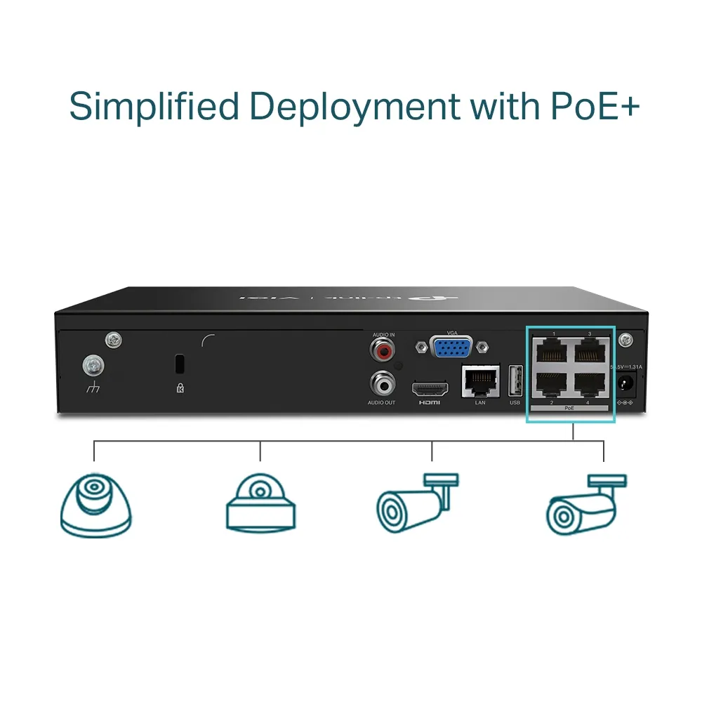 Înregistrator video TP-LINK VIGI NVR1004H-4P, Negru