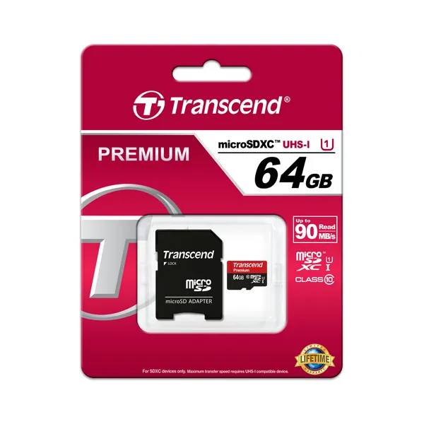 Card de Memorie Transcend MicroSDXC Class 10, 64GB (TS64GUSDU1)