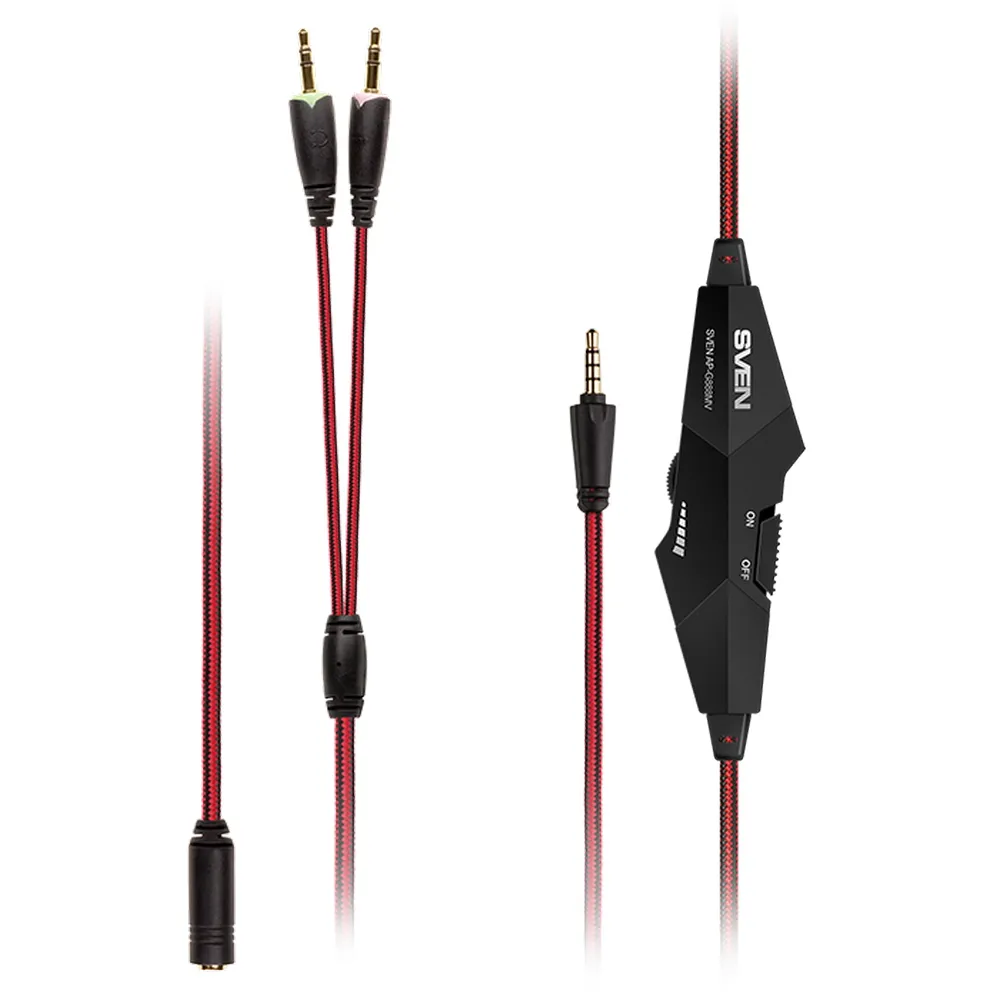 Căști gaming SVEN AP-G888MV, Cu fir, Negru/Roșu