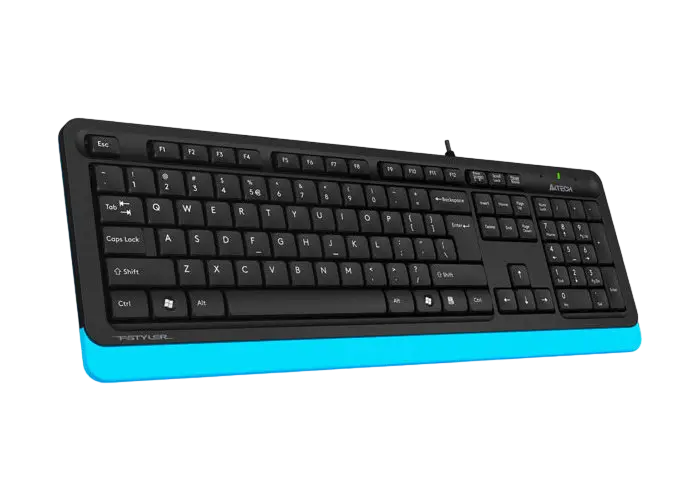 Tastatură A4Tech FK10, Cu fir, Negru/Albastru