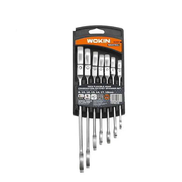 Set de 7 chei de piulite combinate fixe WOKIN Cr-V (Industrial)