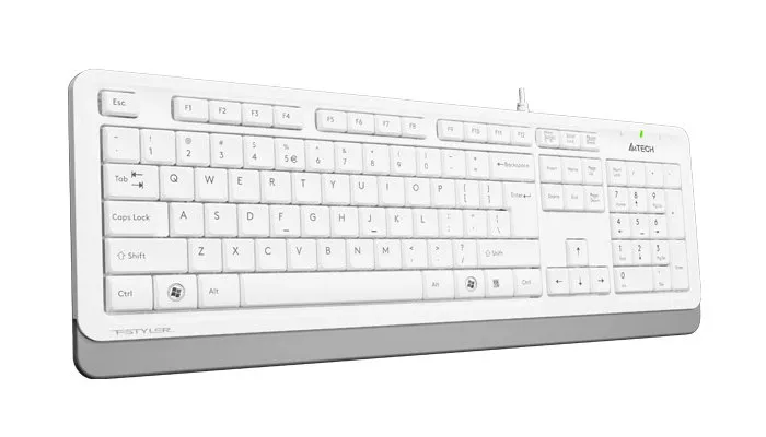 Tastatură A4Tech FK10, Cu fir, Alb /Gri