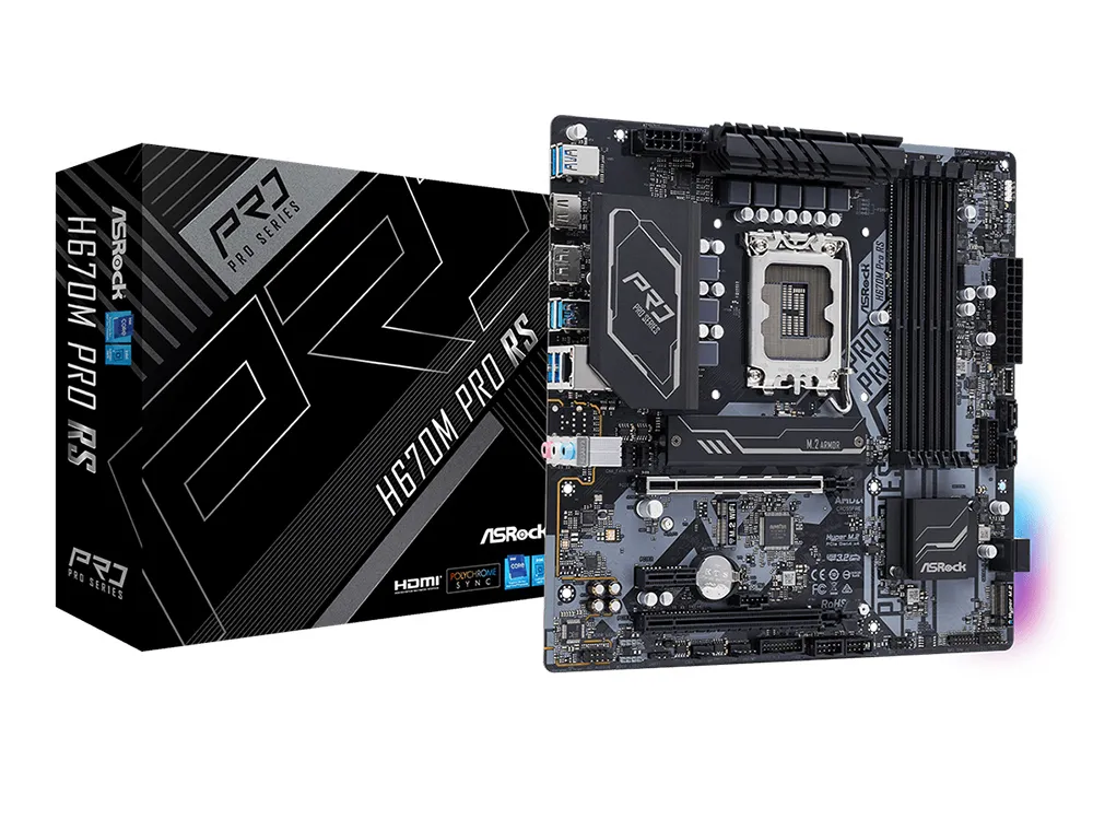 Placă de bază ASRock H670M PRO RS, LGA1700, Intel H670, Micro-ATX
