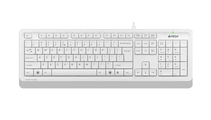 Tastatură A4Tech FK10, Cu fir, Alb /Gri