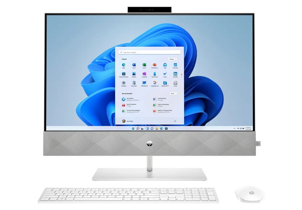 Computer All-in-One HP Pavilion 27-CA0015UR, 27", AMD Ryzen 7 5700U, 16GB/512GB, FreeDOS, Alb