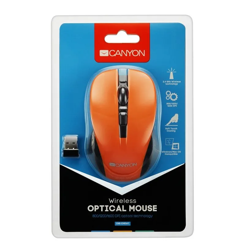 Mouse Wireless Canyon MW-1, Portocaliu