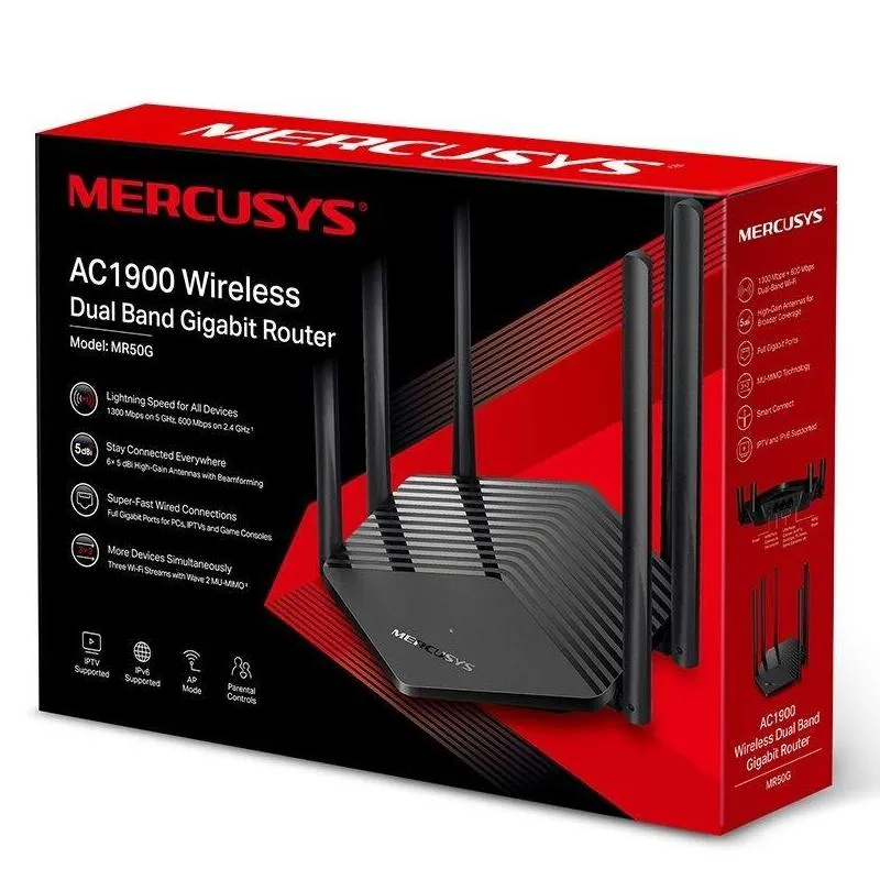 Router fără fir MERCUSYS MR50G, Negru