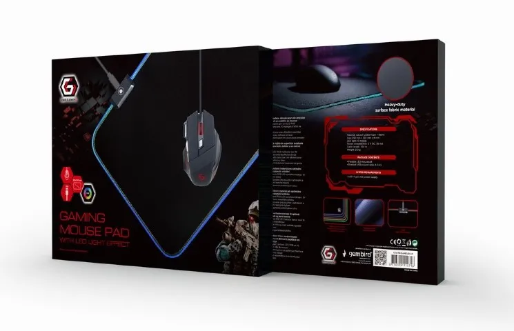Mouse Pad pentru jocuri Gembird MP-GAMELED, Medium, Negru