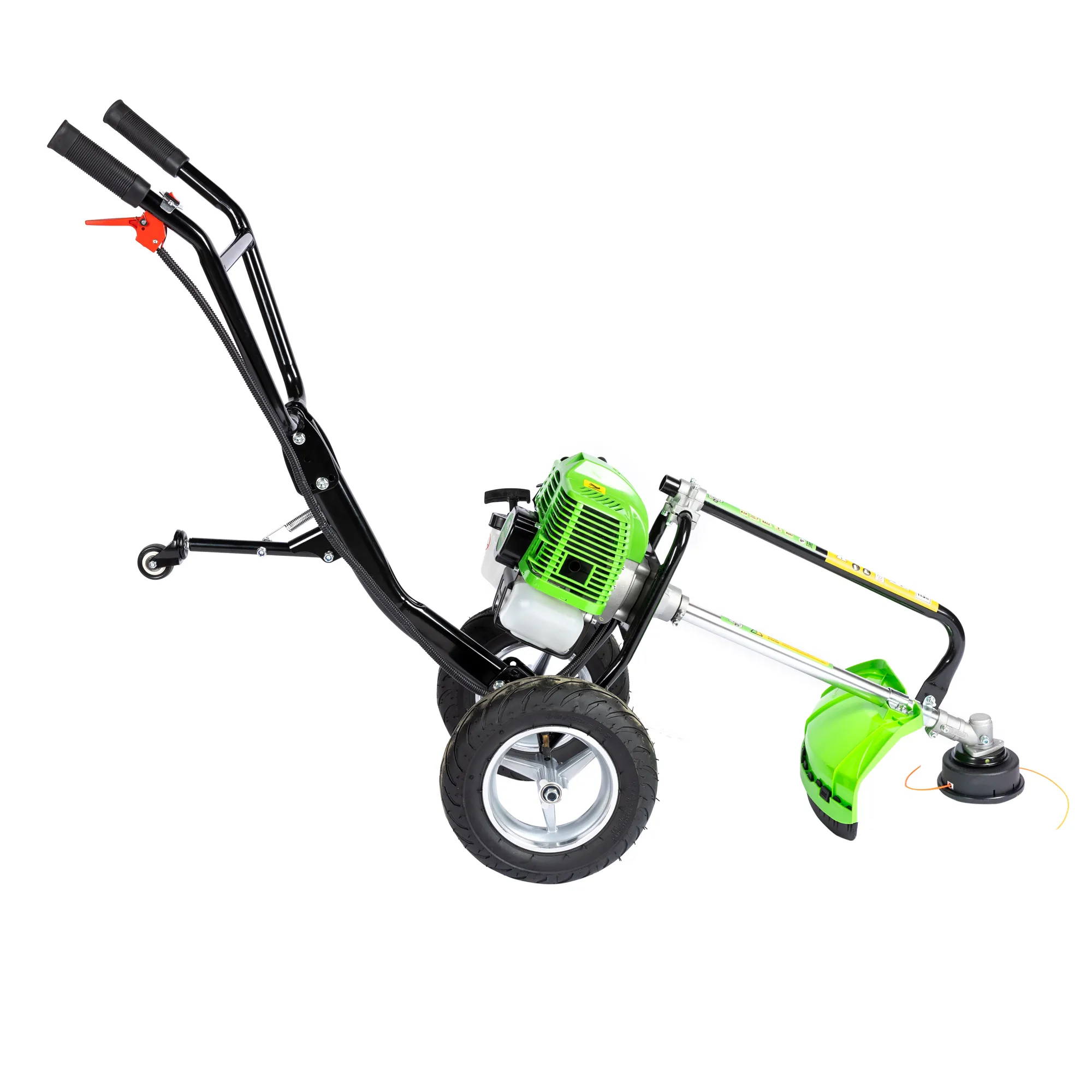 Motocoasa Micul Fermier cu roti, pe benzina, 3 accesorii