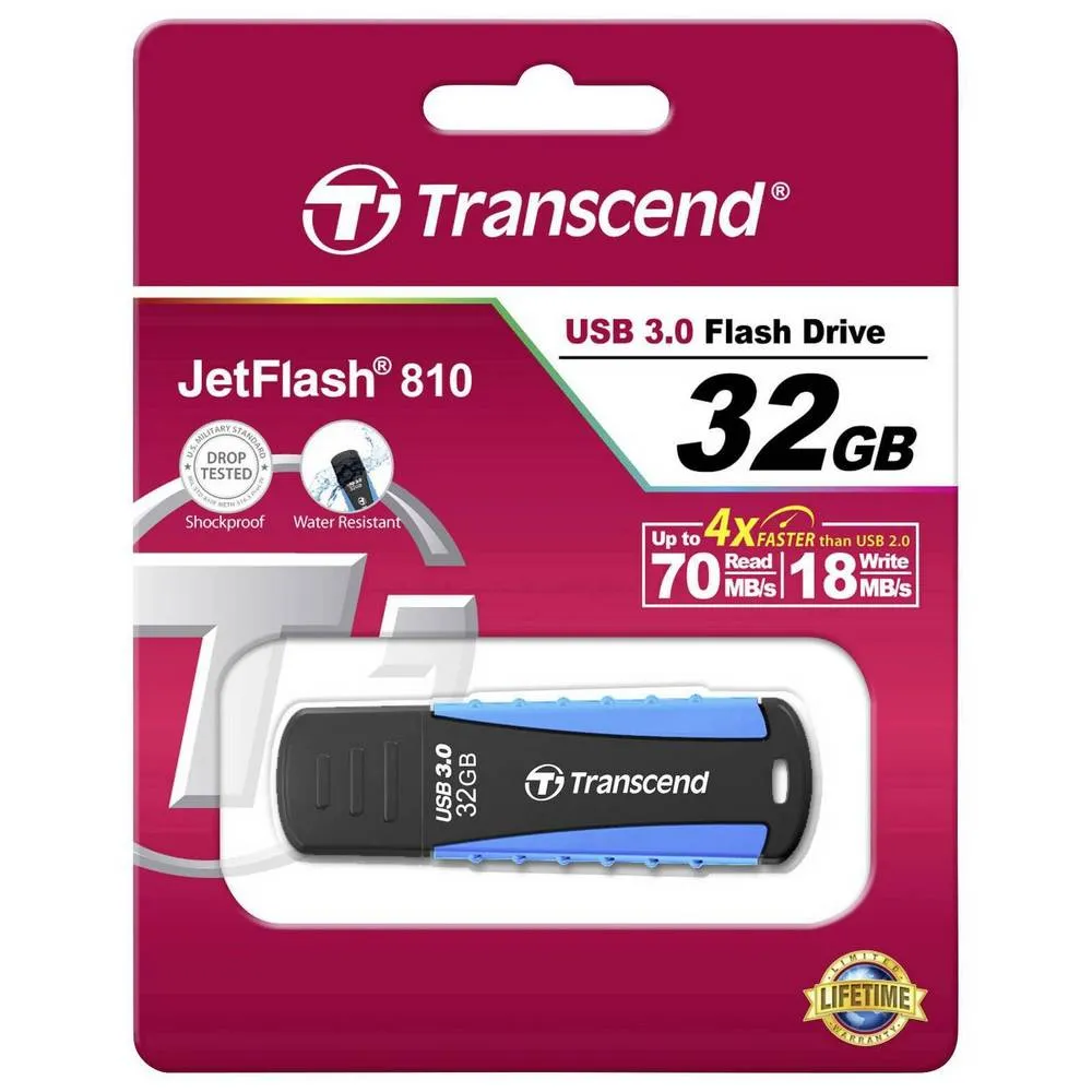 Memorie USB Transcend JetFlash 810, 32GB, Negru/Albastru