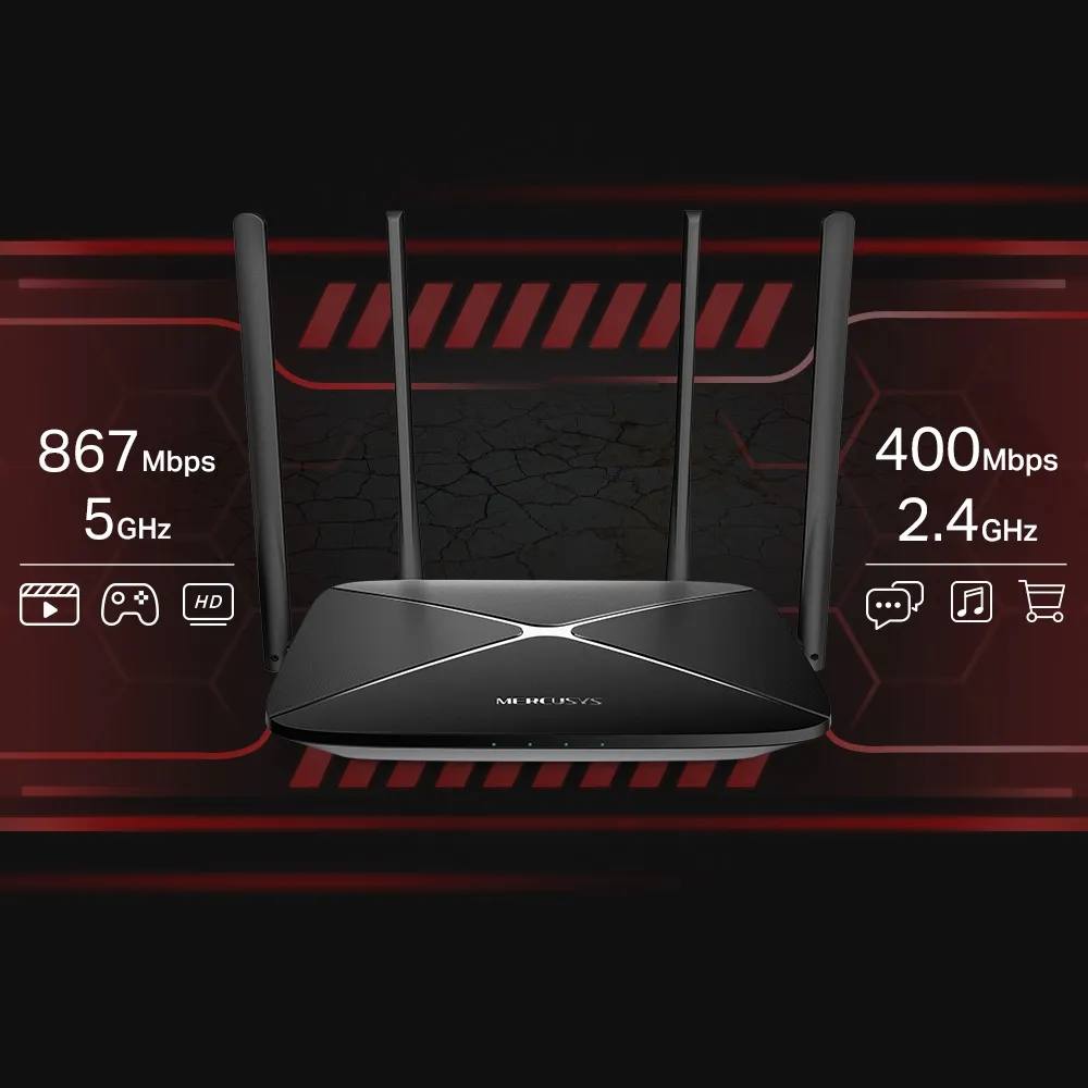 Router fără fir MERCUSYS AC12G, Negru