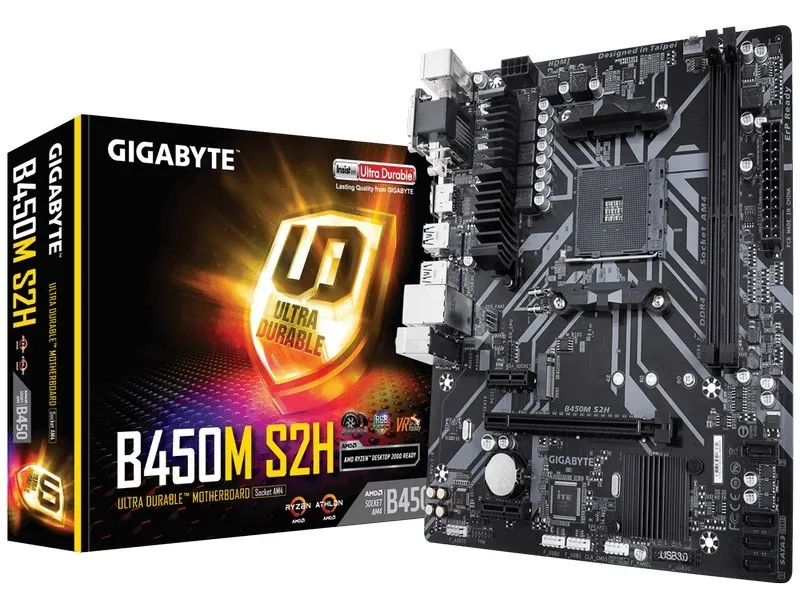 Placă de bază Gigabyte B450M S2H, AM4, AMD B450, Micro-ATX