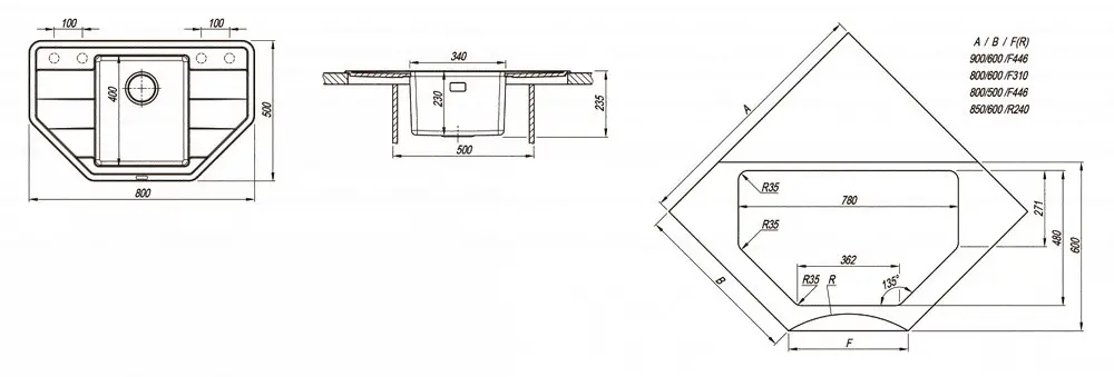Combi 800C chiuveta Florentina (Sampanie)