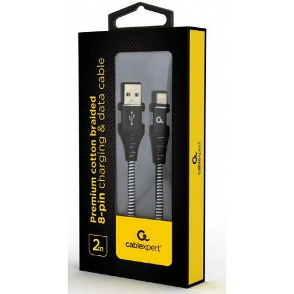 Cablu încărcare și sincronizare Cablexpert CC-USB2B-AMLM-1M-BW, USB Type-A/Lightning, 1m, Negru