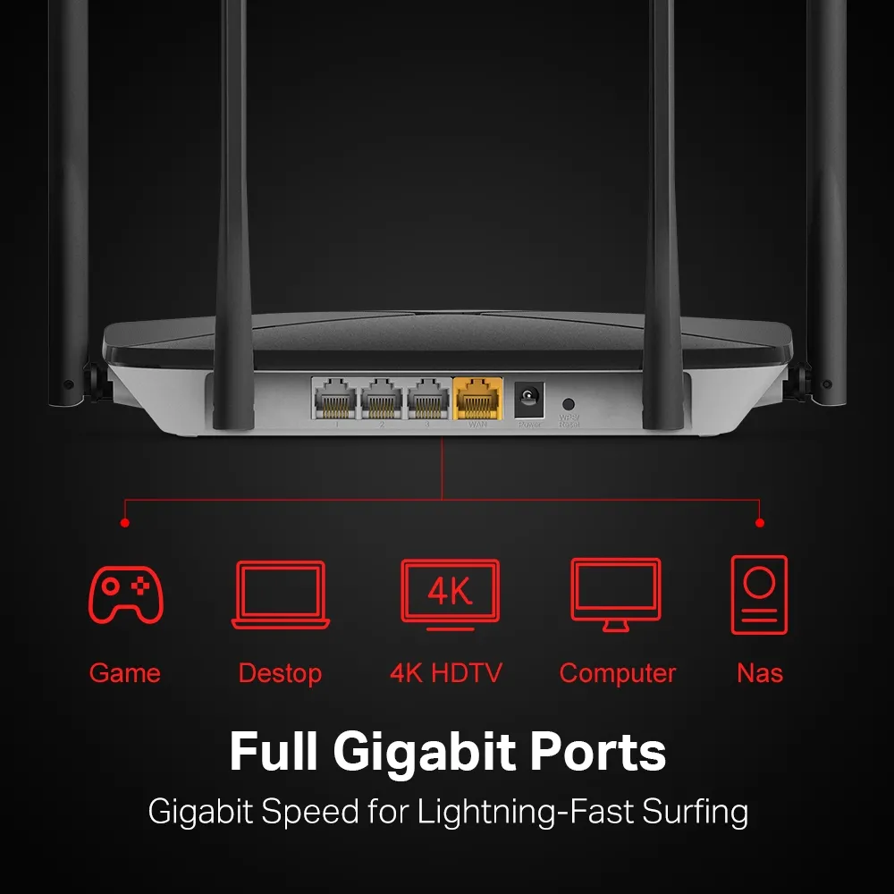 Router fără fir MERCUSYS AC12G, Negru