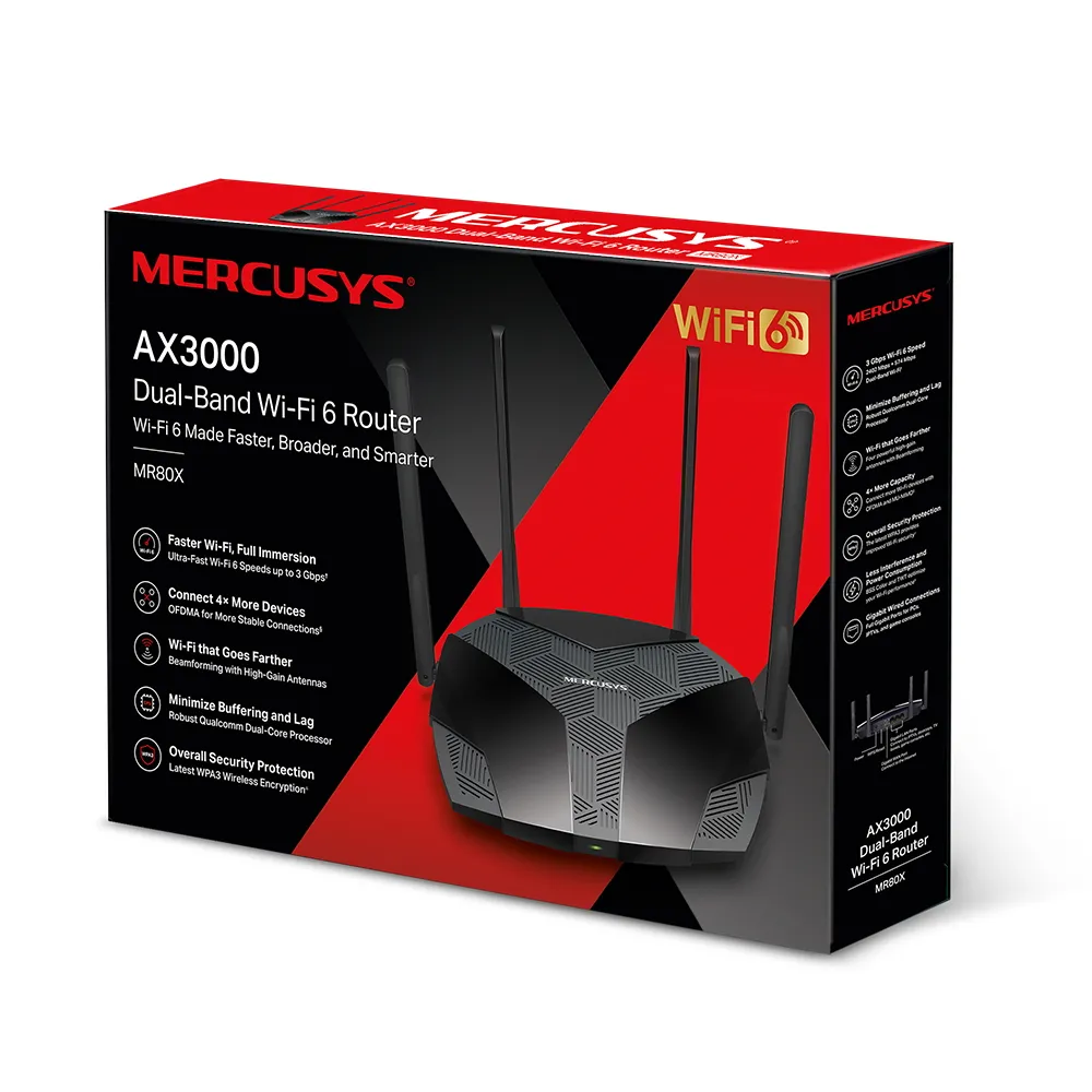 Router fără fir MERCUSYS MR80X, Negru