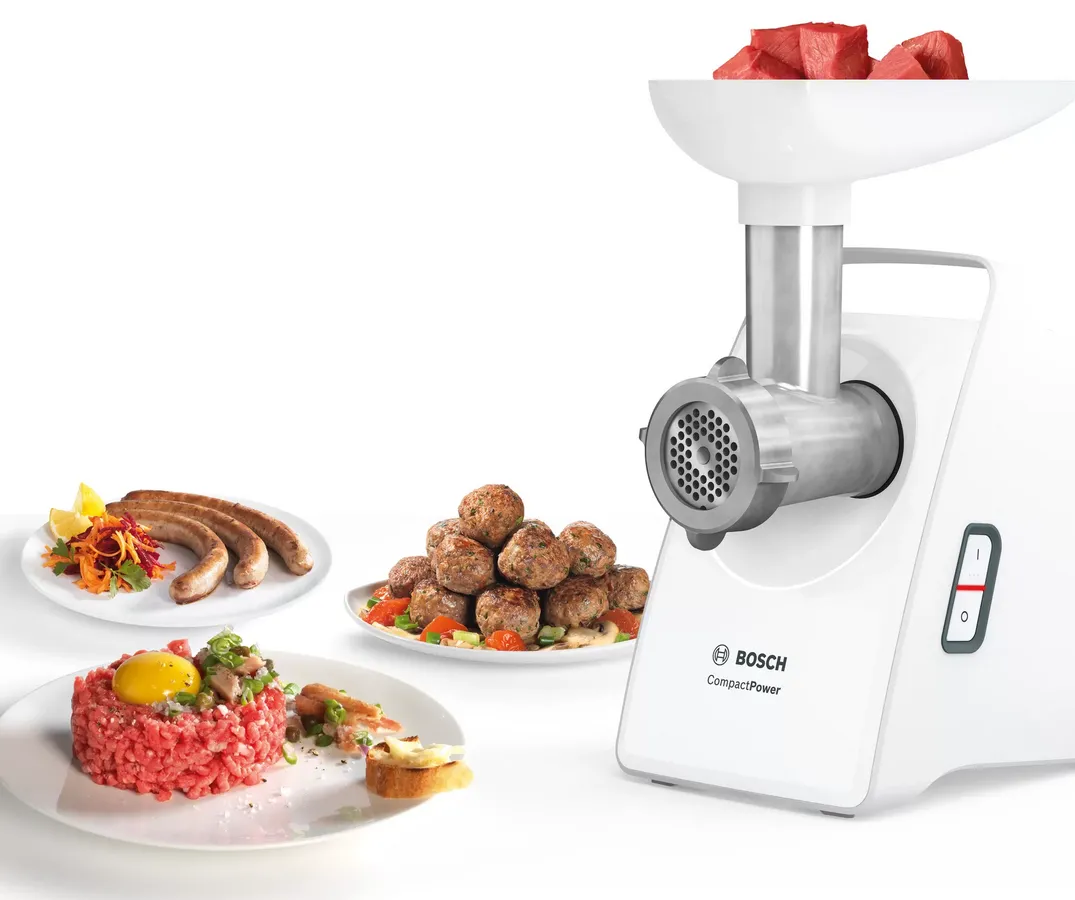 Mașină de tocat carne Bosch CompactPower MFW3520W, Alb